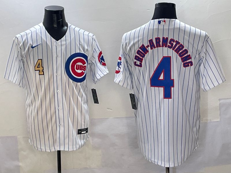 Men Chicago Cubs #4 Crow-Armstrong White Stripe Game 2025 Nike MLB Jersey style 4